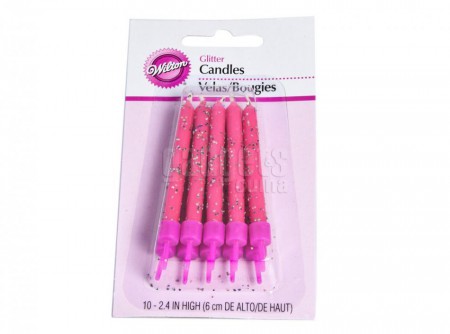 Velas fucsia escarchadas